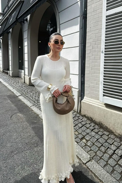 Ruffled Long Sleeve Bodycon Maxi Dress