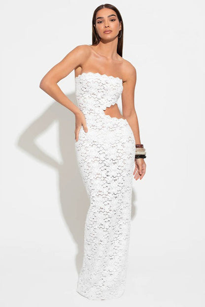 Sheer Lace Backless Bodycon Lace Dress