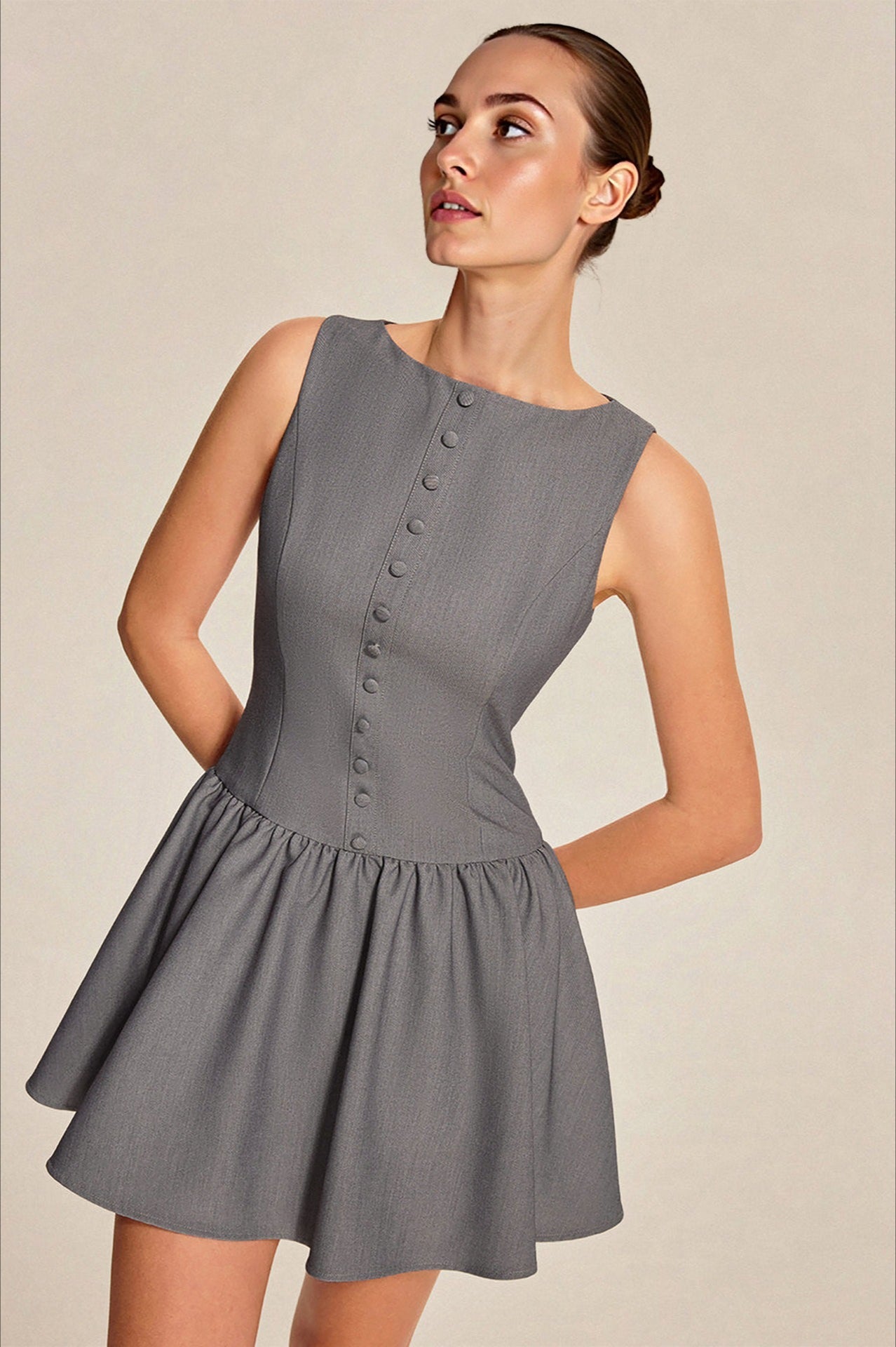 Elegant Ruffle A Line Work Dress