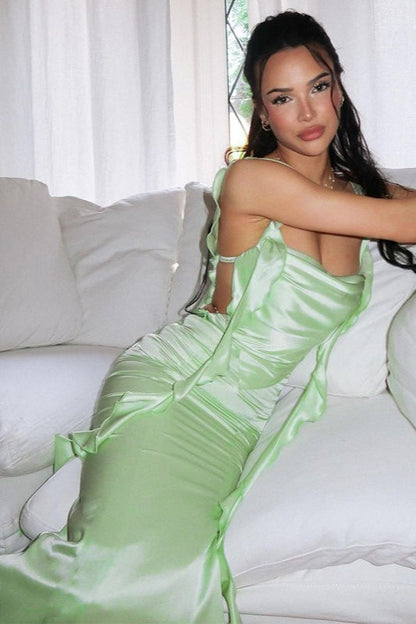 Tie-Back Ruffle Slip Dress