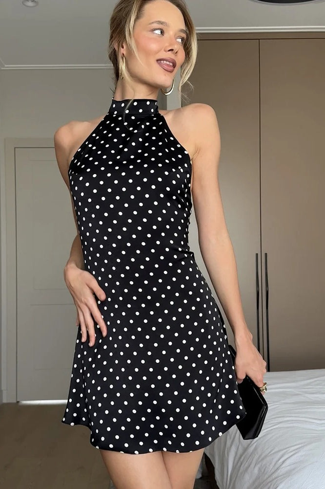 Backless Polka Dot Mini Dress