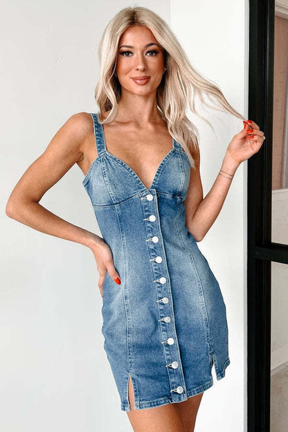 Sexy V Neck Denim Dress