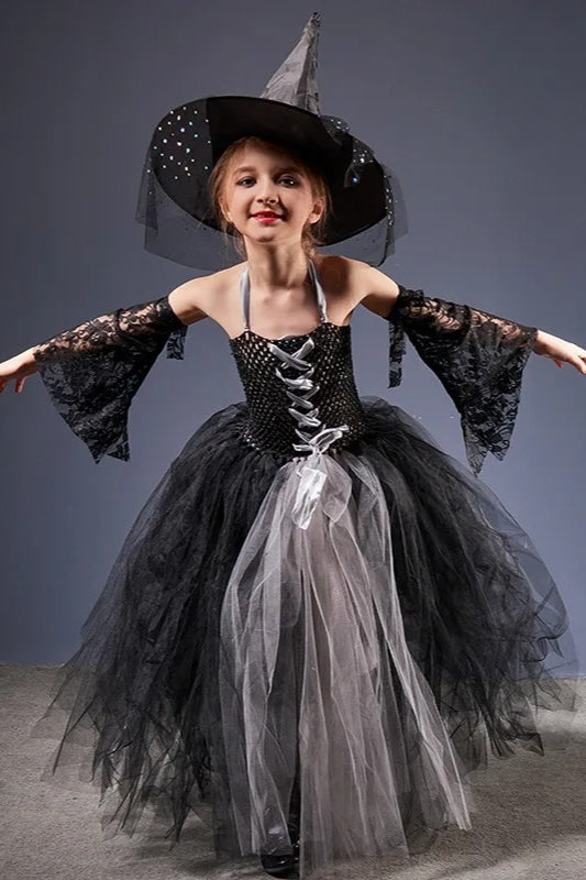Witch Tulle Maxi Dress Kid Halloween Costume