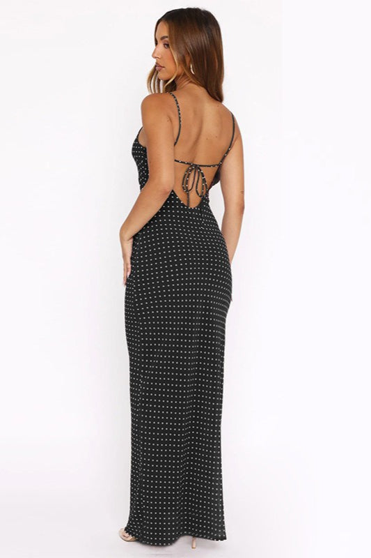 Polka Dot Cami Bodycon Maxi Dress