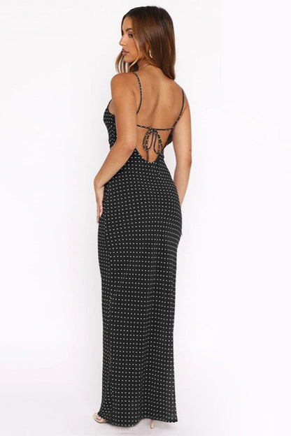 Polka Dot Cami Bodycon Maxi Dress