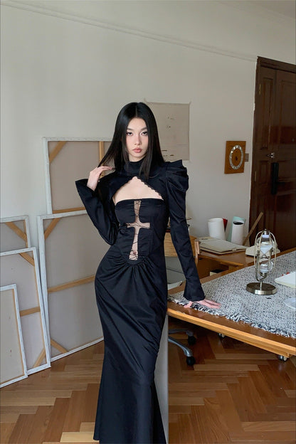 Spider Web Cutout Halloween Dress