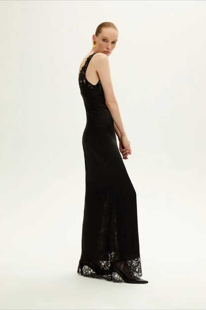 Elegant Deep V Lace Patchwork Lace Dress