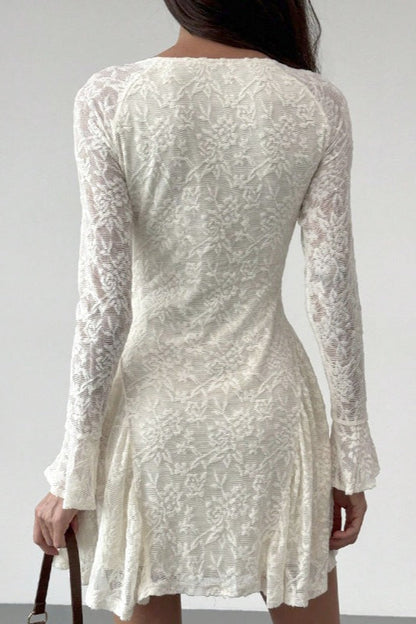 Elegant Tie Waist Lace Dress