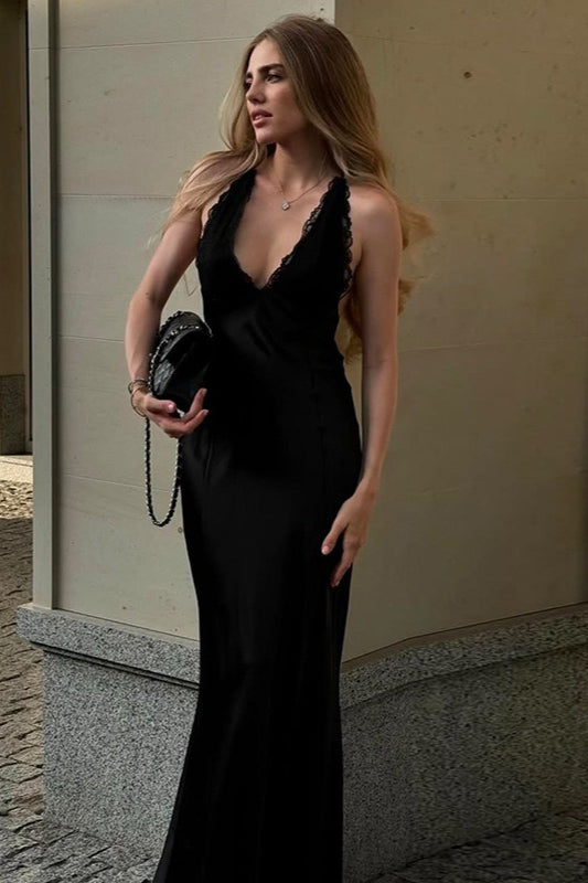 Spaghetti Strap Open-Back Party Dress