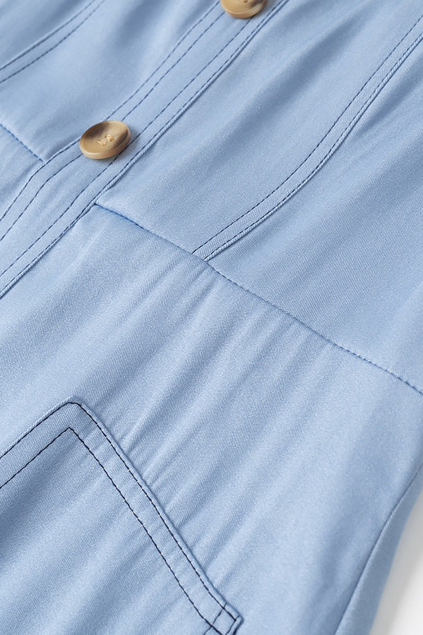 Strappy Backless Maxi Denim Dress