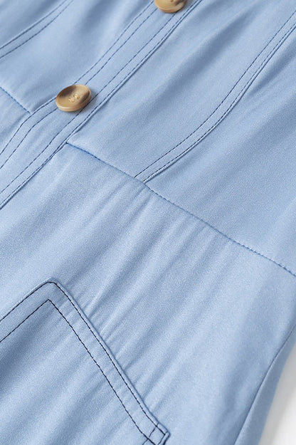 Strappy Backless Maxi Denim Dress