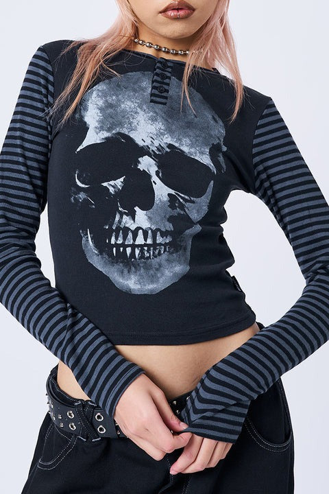 Abstract Skull Stripe T-Shirt