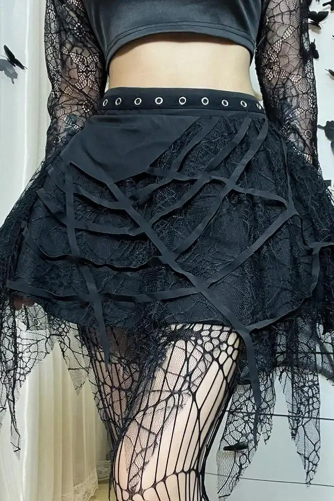 Halloween Spiderweb Tassel Skirt