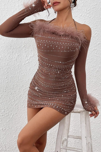 Halter Sequin Bodycon Slim Waist Party Sequin Dress
