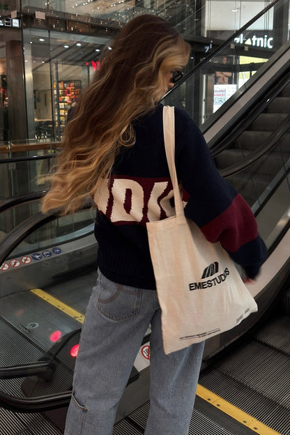 Oversized Letter Print Sweater