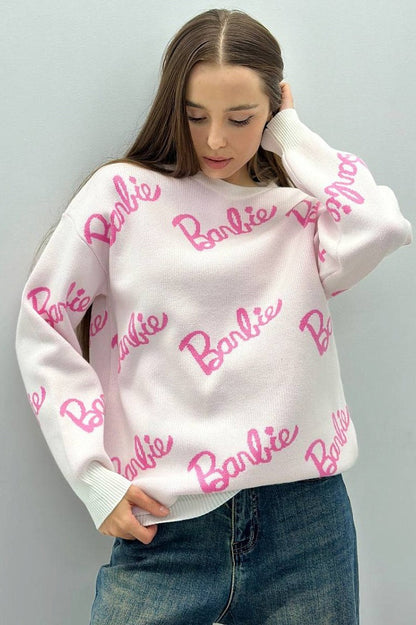 Letter Print Crew Neck Sweater