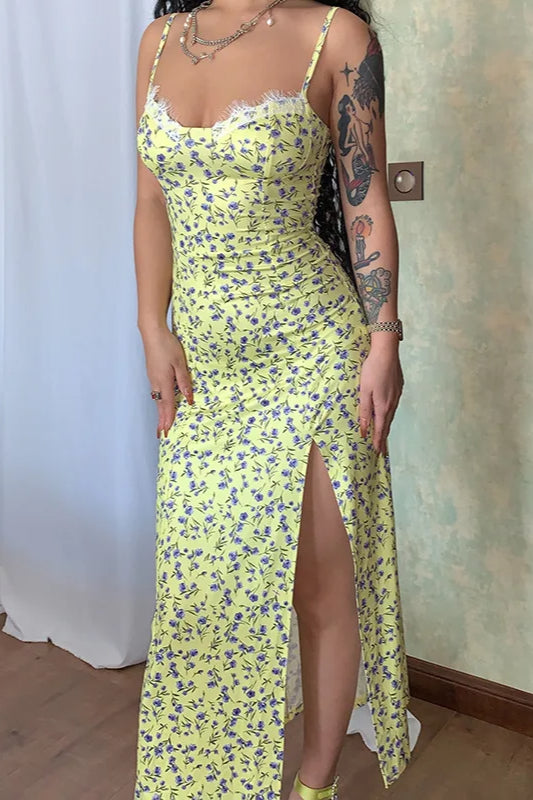 Sleeveless Split Maxi Floral Dress