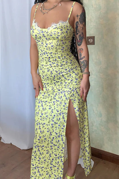 Sleeveless Split Maxi Floral Dress
