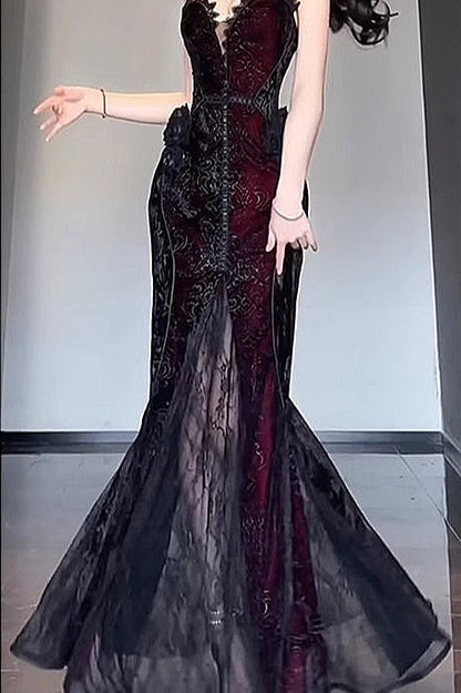 Halloween Gothic Style Dark Shawl Suspenders Tube Top Dress