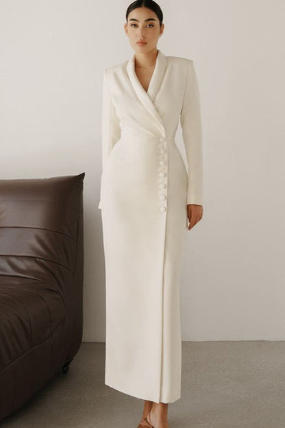 Solid Color Buttoned Work Dress