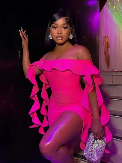 Ribbon Strapless Backless Mini Party Dress