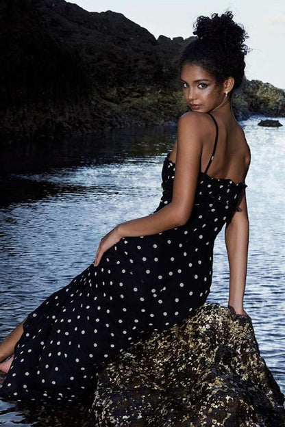 Elegant Polka Dot Slip Party Dress