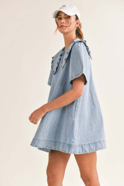 Ruffled Collar Denim Dress