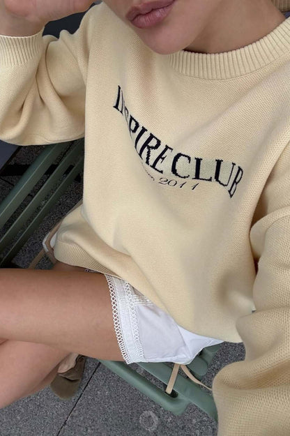 Crew Neck Letter Jacquard Sweater