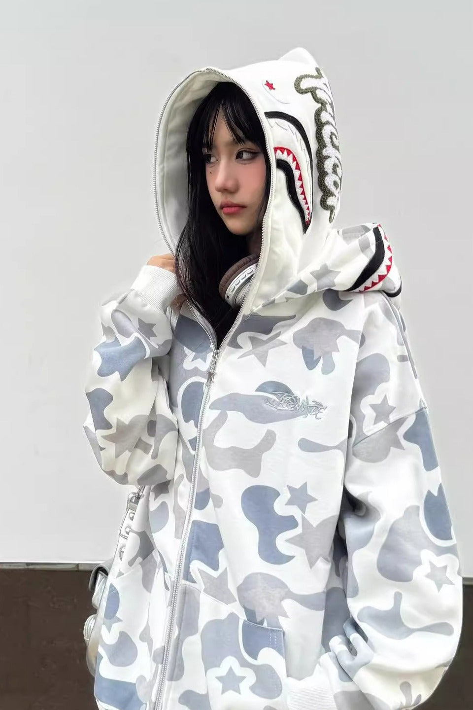 Retro Camo Double Hoodie Zip-Up Hoodie
