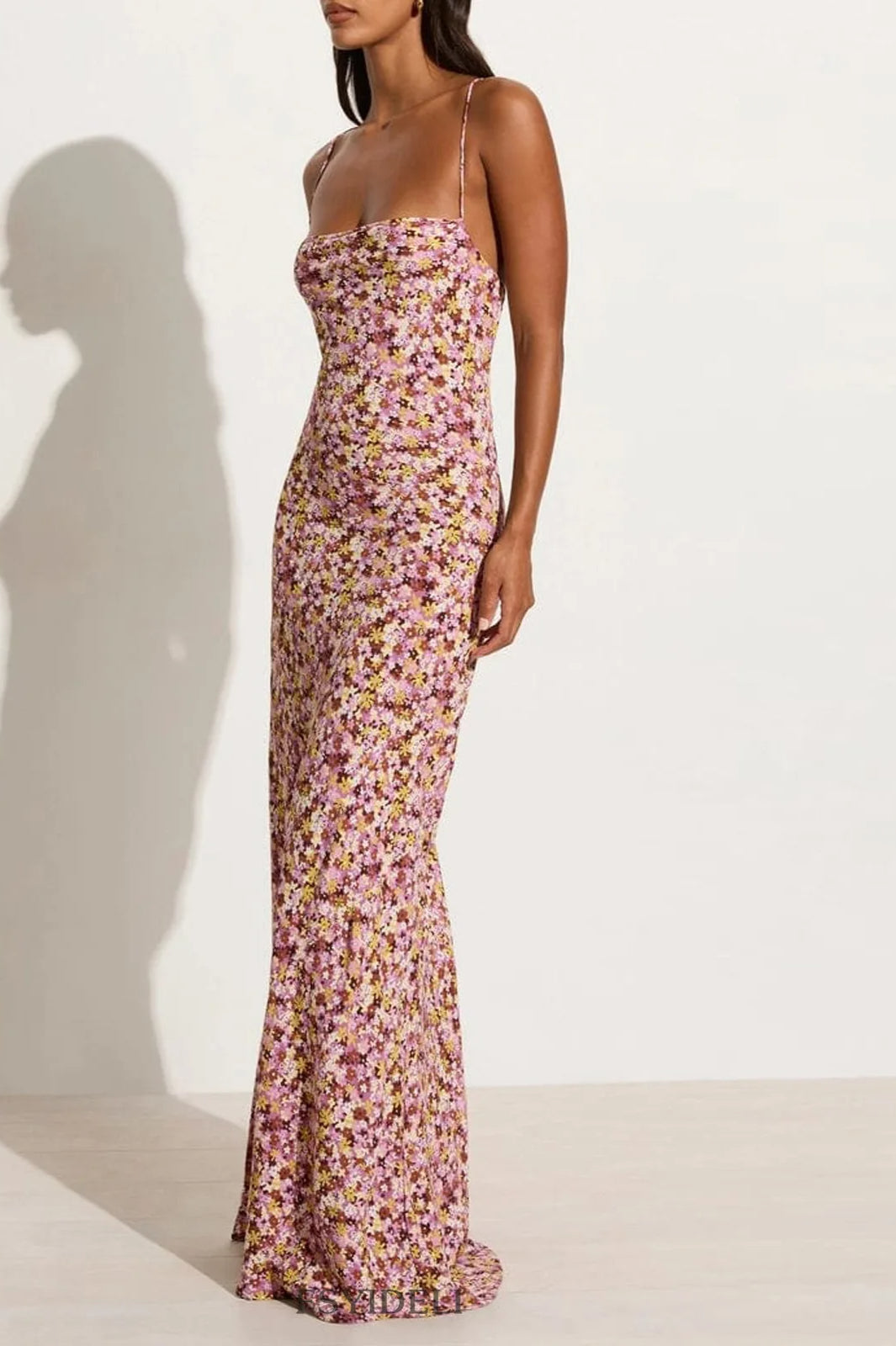 Printed Square Neck Sleeveless Floral Dress