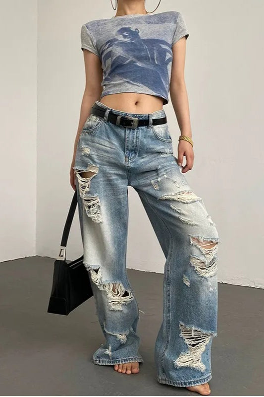 Retro Distressed Jeans