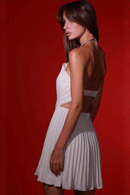 Sexy Chic Ruched Strapless Backless High Waist Cocktail Dress