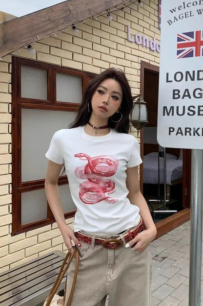 Retro Snake Cotton T-Shirt
