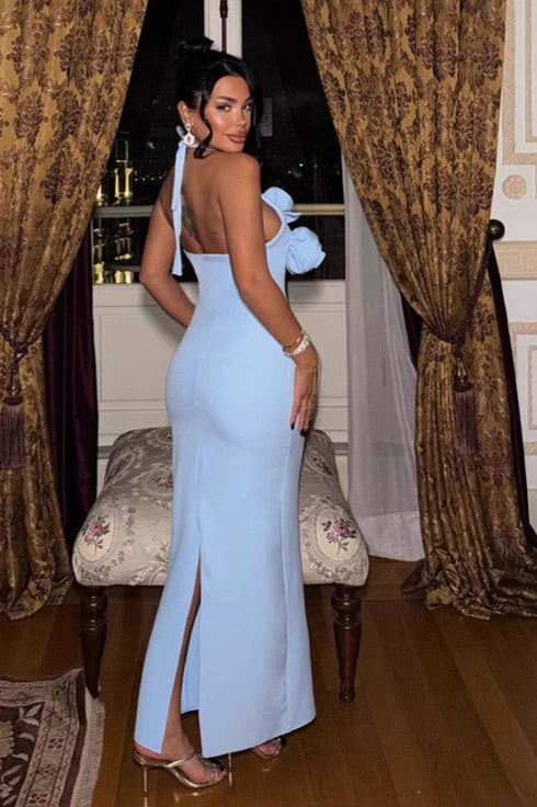 Flirty Halter Slit Party Dress