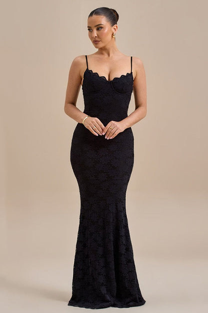 Backless Bodycon Cami Maxi Lace Dress