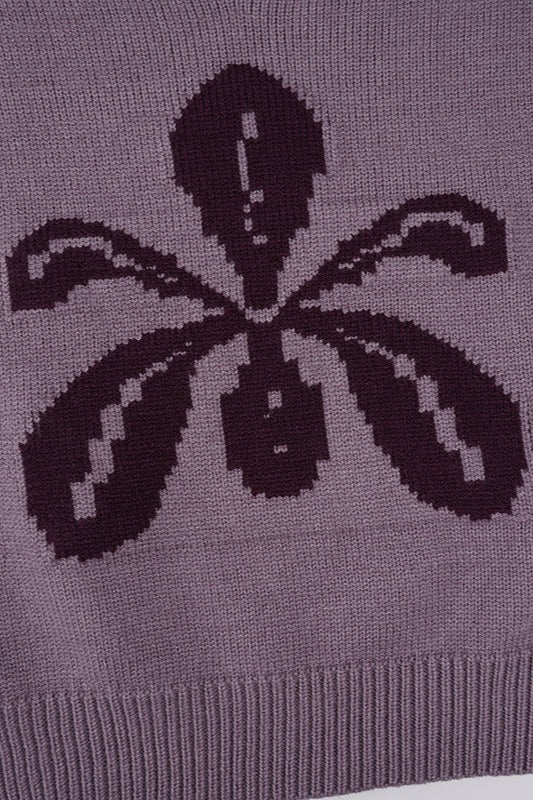 Relaxed Fit V-Neck Floral Sweater