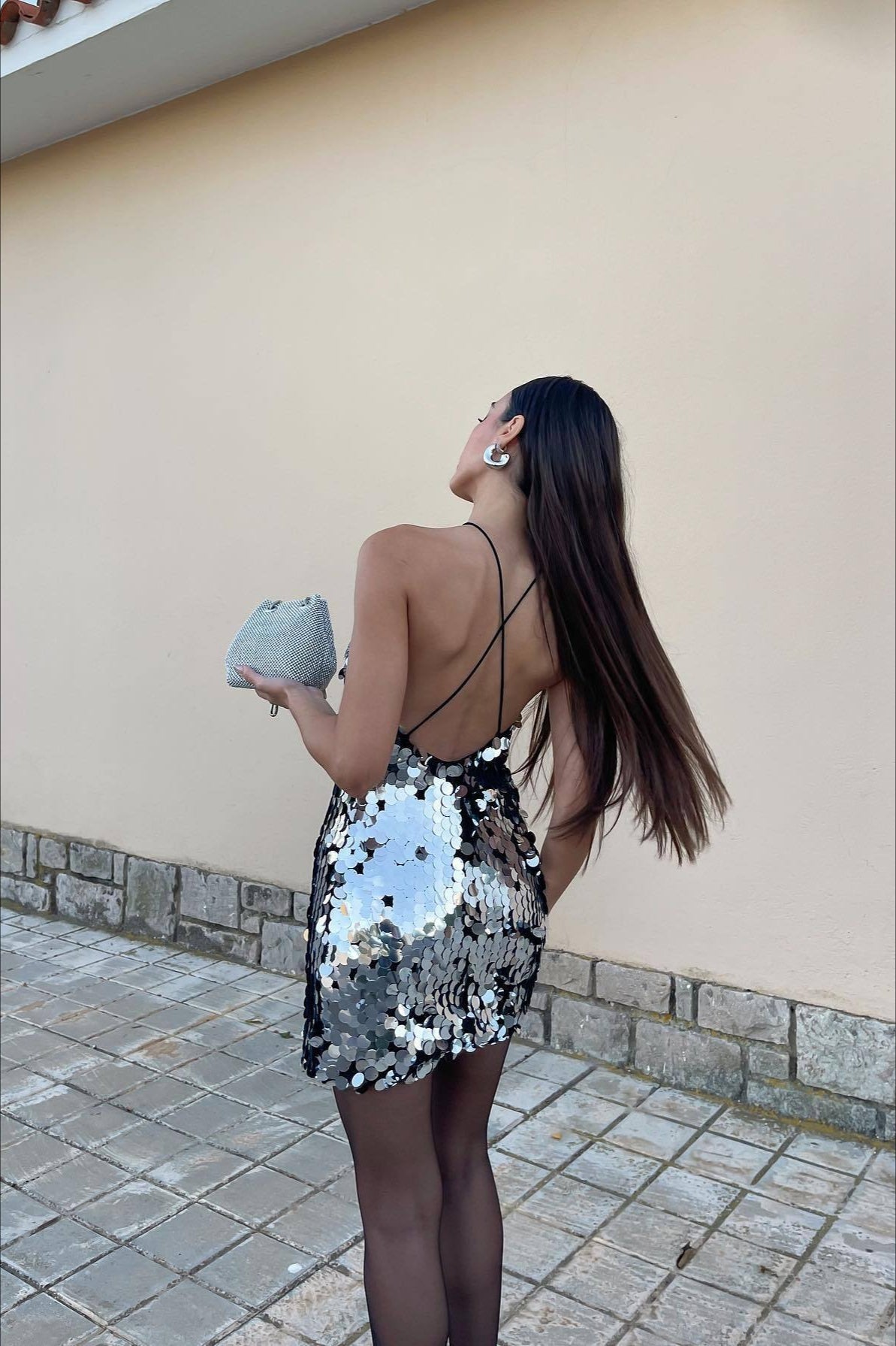 Multicolor Shiny Beaded Asymmetrical Sexy Sequin Dress