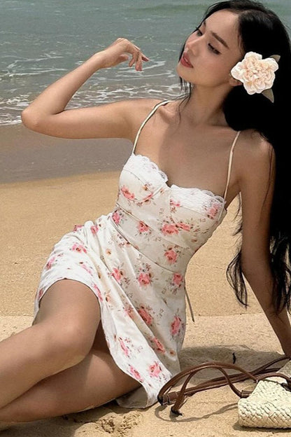 Floral Ruffle Slip Dress