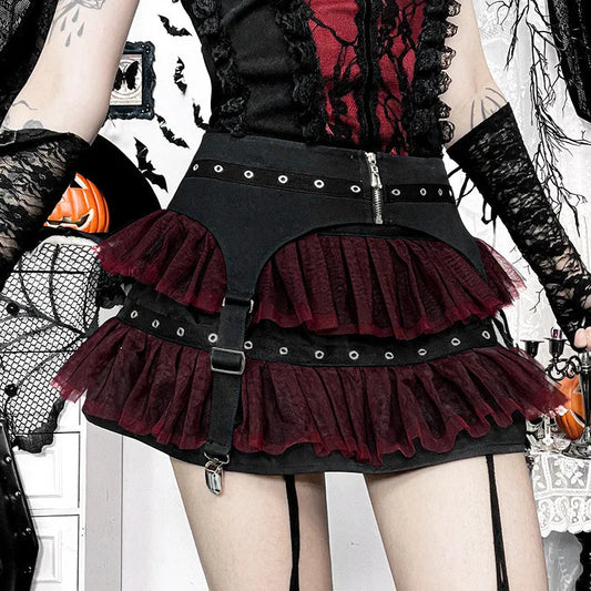 Halloween Gothic Mesh Ballet Mini Skirt