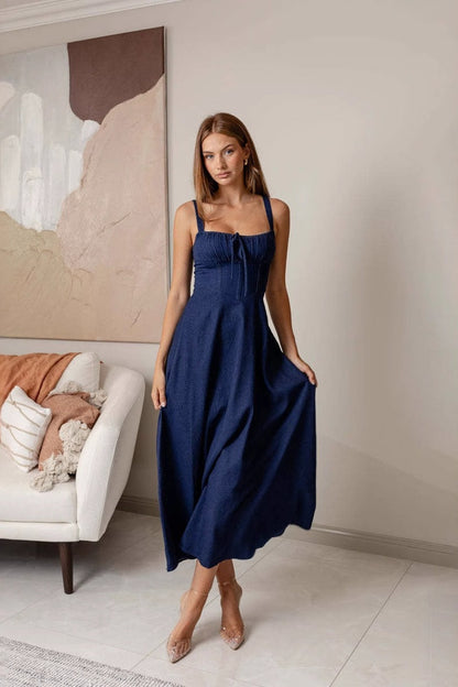Sleeveless Strapless Denim Dress