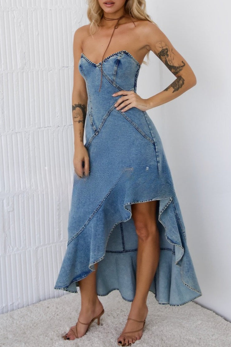 Strapless Bodycon Denim Dress