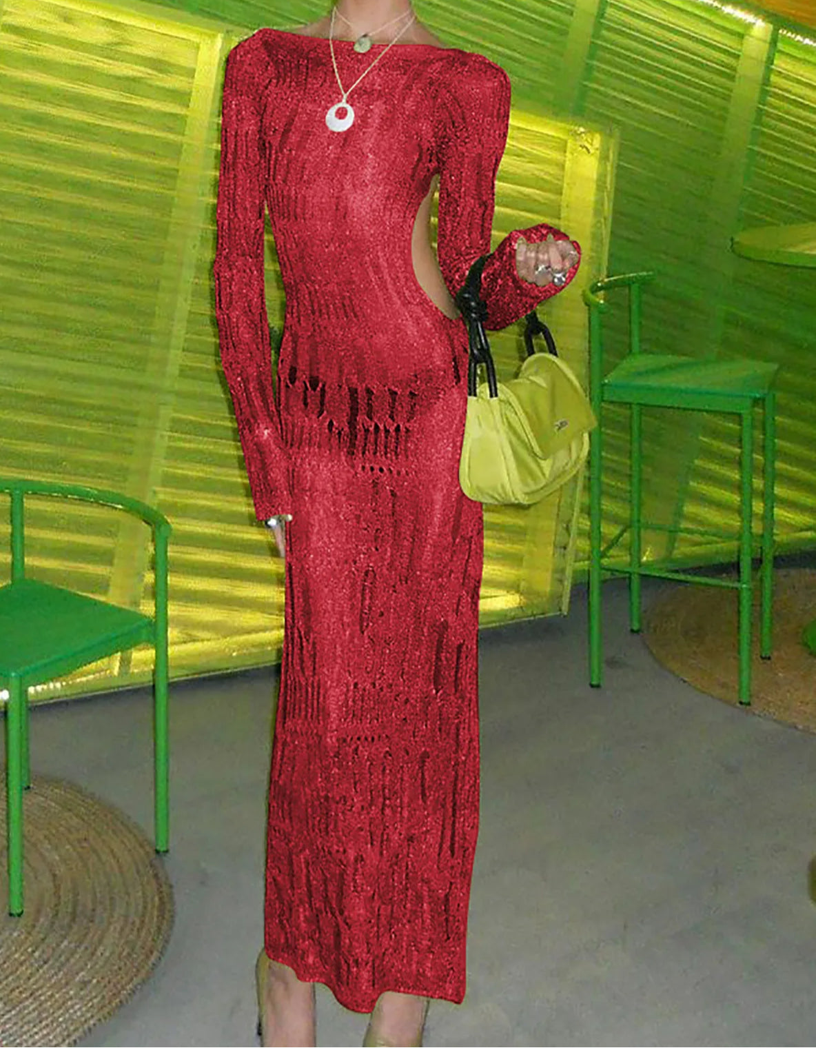 Knitted Cutout See Through Maxi Dress