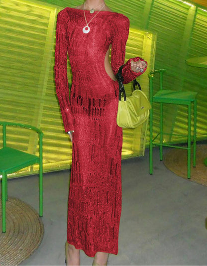 Knitted Cutout See Through Maxi Dress