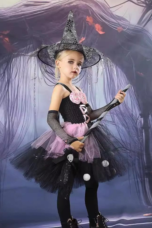 Floral Witch Tutu Kid Halloween Costume