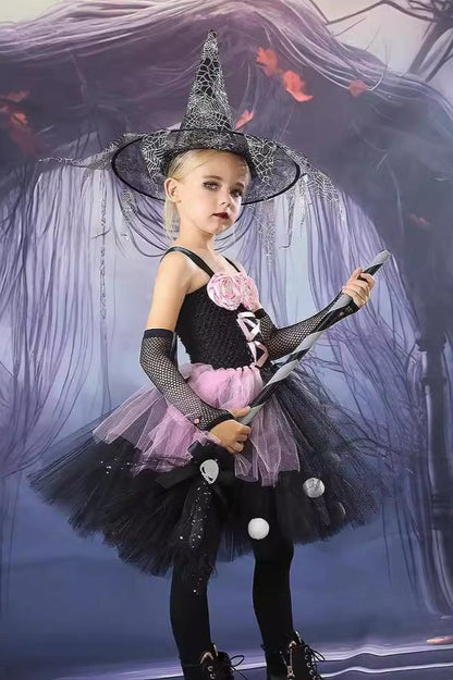 Floral Witch Tutu Kid Halloween Costume