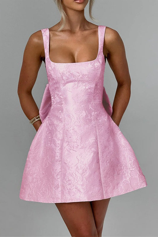 Square Neck Bow Bodycon Party Dress