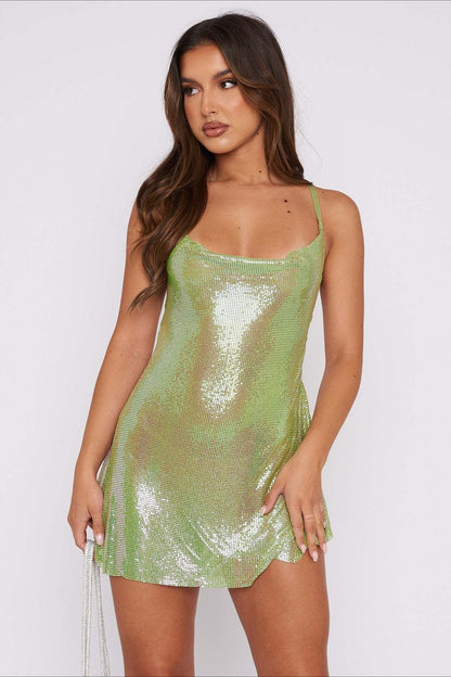 Sexy Slim Open Back Off-Shoulder Sequin Dress