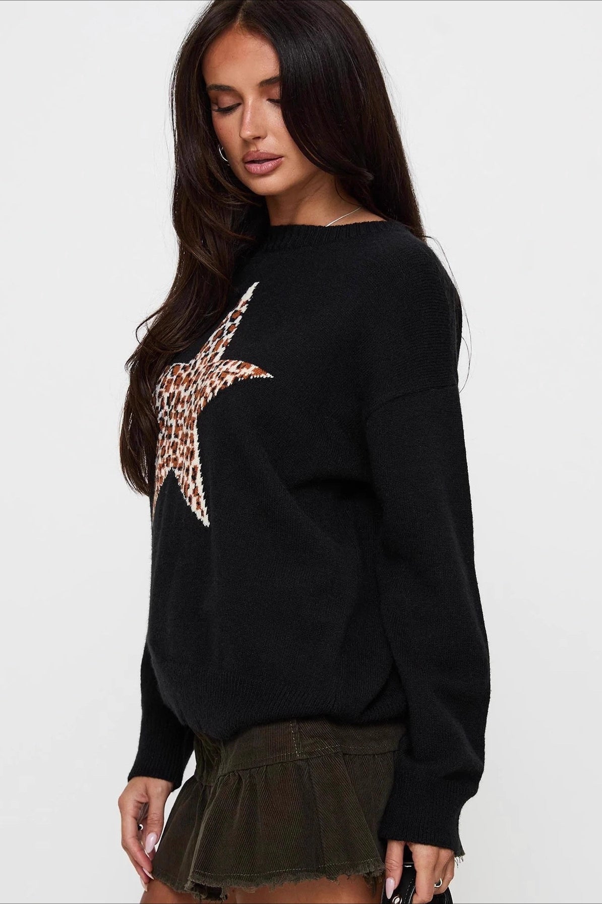 Graphic Print Fitted Sweater