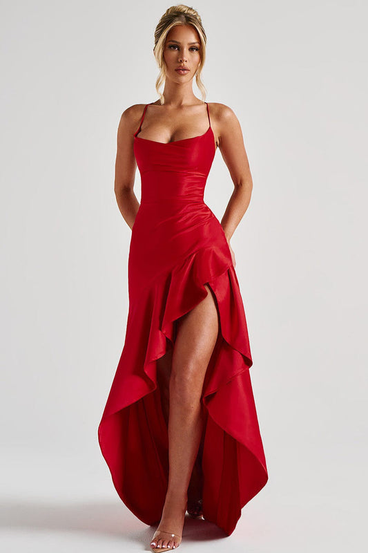 Asymmetric Spaghetti Strap Party Dress