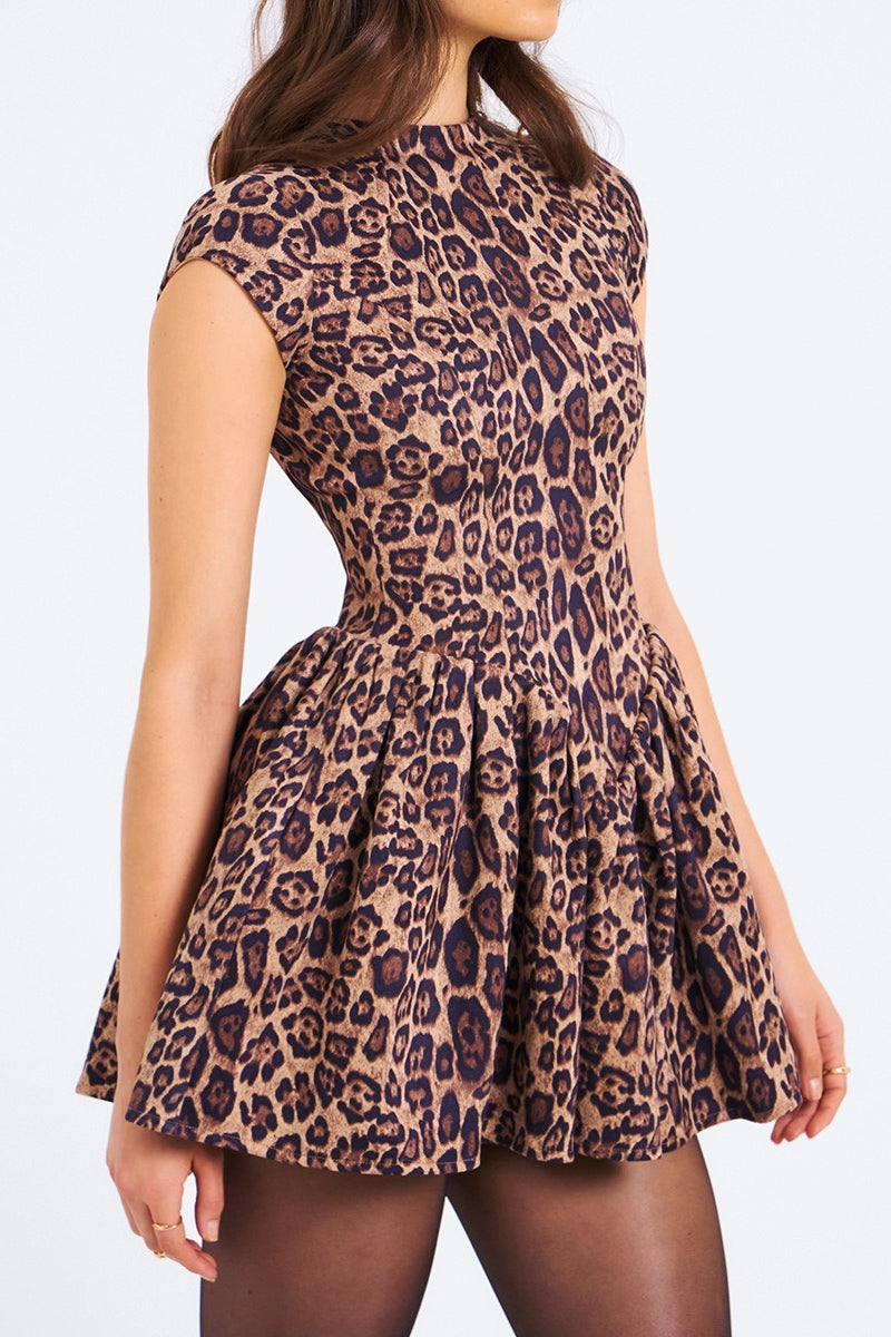 Flirty Leopard Backless Party Dress